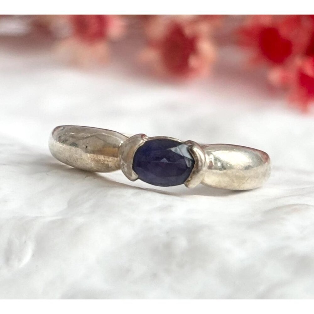 Amethyst Gemstone Minimalist Sterling Silver 925 Vintage Ring - sz 6